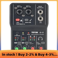 TEYUN Q12 Computer Recording Sound Card 16Bit/48KHZ Portable Sound Card for Guitar Home Studio Music