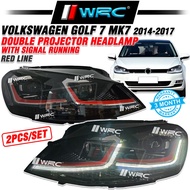 Volkswagen Golf 7 MK7 2014 - 2017 Double Projector Headlamp With Signal Running