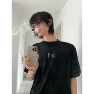 J6TN Thug Club Washed Distressed Metal LOGO Summer Men Couple Casual Loose Short-Sleeved T-Shirt