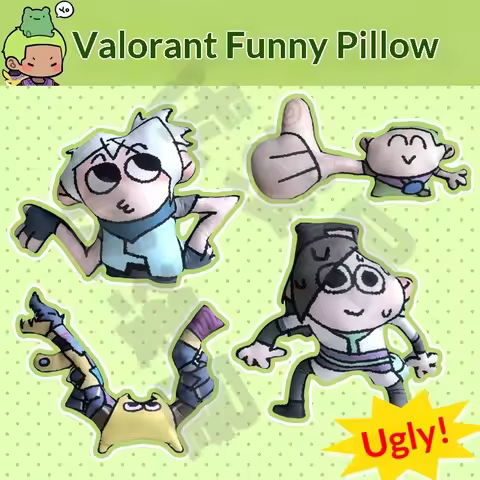 Generic Valorant Plush Pillow Funny Meme Style Jett Gekko Sage Stuffed Cushion Home Sofa Gaming Room