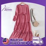 LALEESA DRESS TAMEEN LD262220  Plain Belted Layered Dress Muslimah Plus Size Baju Raya 2024