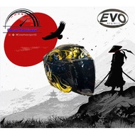 [SG Seller 🇸🇬] PSB Approved Evo RS9 Samurai Gloss Black Gold Open Face Helmet Japanese Japan Art Bushido