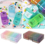DIACHA Plastic Medicine Storage Box Morning and Night Medicine Dispenser Pill Box Portable Rainbow C