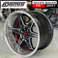 ล้อแม็กขอบ 18x9.5 ET15, 18x10.5 ET12 6รูx139.7 CB106 🚘🛻ยี่ห้อ Cosmis รุ่น RTX(YA9997) สีดำ+ท้องแดง 🔥(ราคาต่อ1วง)🔥( ขายยกชุด 4 วง) รับประกันโครงสร้าง6ปี