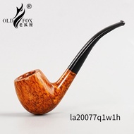 OLD FOX-OLD FOX Handmade Heather Wood Pipe Wooden Smoking Set Sulfide Rubber Pipe Curved Solid Wood 