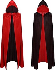 Halloween Vampire Cloak Cape，Adult or Kids Reversible Hooded Vampire Witch Cloak for Halloween Party