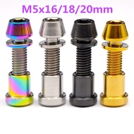 2Pcs Titanium Bolt M5x16 18 20mmHex Head Screw with Washer +Titanium Nut M5 for MTB Road Bicycle 3T Stem Fork Lock Screw Nut Kit