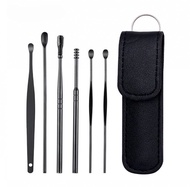 6Pcs Ear Pick ชุดทำความสะอาดเกลียวเครื่องมือช้อน Ear Wax Remover Cleaner Curette Kit