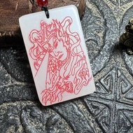 Customized Golden Silk White Jade Carving Erlang Shen Yang Yang Protect Body Safe Nothing Card Doubl