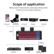 Audio Switcher -6-Way 3.5/6.35mm Stereo Audio Switch - Signal Source Switcher Selector Splitter Box