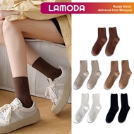 [1 SIZE][Lamoda]AIRI Women Solid Color Tube Cotton Sock 1 Pair Students Casual Pile Stockings Socks Stoking Muslimah女袜子