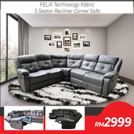 BETTY FURNITURE FELIX Technology Fabric 5 Seater Recliner Corner Sofa