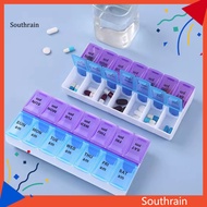 SOU Daily Pill Box Easy Access Pill Case 7 Day Weekly Am Pm Pill Organizer 14 Compartments Twice Med