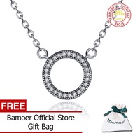สร้อยคอจี้คริสตัลรูปหัวใจ925เงินสเตอร์ลิงแบรนด์ BAMOER ใสสำหรับ PSN010เครื่องประดับแฟชั่นสำหรับผู้หญ