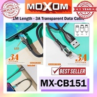 Moxom MX-CB151 3A Transparent Data Cable 1M Length Kabel 100CM 1 Meter LED Light Fast Charging Cable