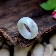 White-Gray Jade Ring Glass Texture Size 61-62 mm.