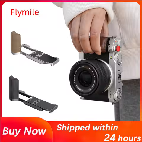 Flymile Camera Grip/L-Bracket For FUJIFILM X-M5 Mirrorless Camera Metal+Wooden Grip Support Arca-Swi