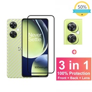 OnePlus Nord CE 3 Lite 5G Screen Protector 3 in 1 Tempered Glass For OnePlus Nord 2T N10 N20 2 CE 2 3 SE Lite 5G Protective Film + Camera Protector + Carbon Fiber Film