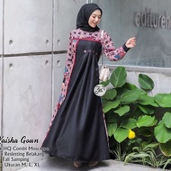 Gamis Batik Terbaru Kombinasi Polos Baju Wanita Muslim Pesta Syari