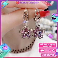 Bông tai hoa đá tím dã ngoại đi đám cưới - bông tai dài dự tiệc DG920 bông tai vàng kiểu hoa tai nữ 