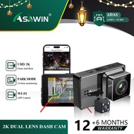 Asawin Adas Car Camera Wifi For Car Dvr LDWS FCWS 2K Front and Rear Dual Lens APP Control Night Viso
