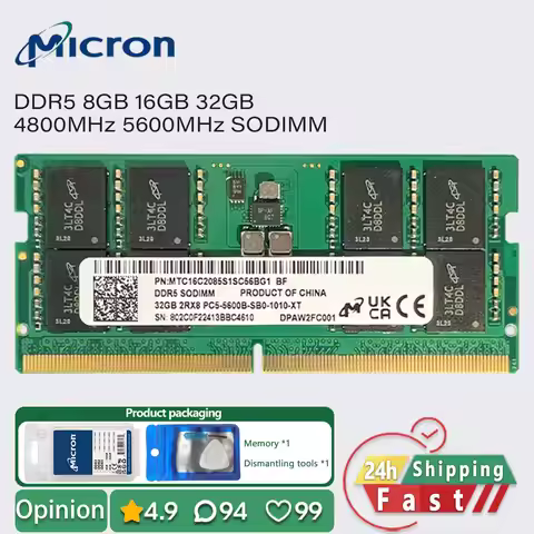 Micron ddr5 8gb 16gb 32gb 4800 5600 memory laptop ram pc5 38400 44800