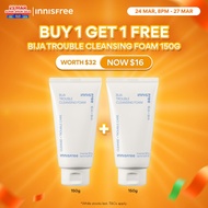 [3.25 SALE: BUY 1 GET 1 FREE] INNISFREE Bija Trouble Cleansing Foam 150g - Facial Cleanser for Sensi