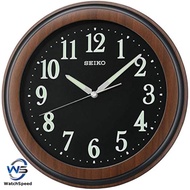 Seiko QXA313Z Luminous Wood-Pattern Black Dial Analog Wall Clock