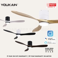 YOUKAIN Optimum 668 SMART DC Hugger Mount Ceiling Fans For Low Ceiling 36" 46" 52" by Acorn | Guan S