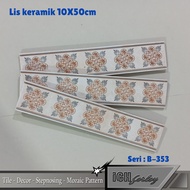 Lis Keramik Dinding 10x50cm Glossy Motif Floral Cantik