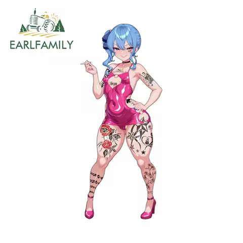 EARLFAMILY Suisei Hoshimachi Tattoo Bikini Car Stickers Creative RV Decals Occlusion Scratch PVC Sui