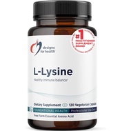 Designs for Health L-Lysine HCL Pills 1500mg - 120 Capsules Amino Acid Lysine Hydrochloride Nutritio