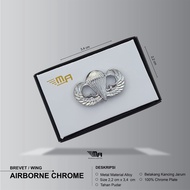 MERAH WING AIRBORNE CHROME BREVET BRIVER AIR BORNE CHROME RED ACRYLIC MICA PIN