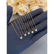 Counter-Grade Japan AHKAH 18K Gold 8-Claw Single Diamond Necklace, 18k Gold Chain Ten Inlaid Diamond