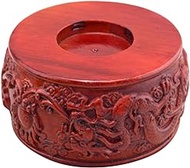 Housoutil wood base wood display stand wood risers for display flower vase base buddha statue base handicraft base crafts display base wood stand for crafts carved dragon wooden solid wood