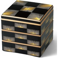 【Direct from Japan】J-kitchens Heavy Box, 3 Tiers, 6.5 Inches, Saiko Kura, Heavy Black Matsuba Checke
