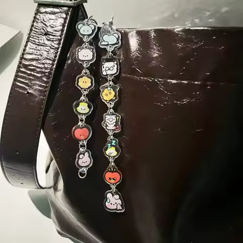 Kawaii BT21 Acrylic Keychain Cartoon Pendant Backpack Accessory Couple Cute Pendant CHIMMY COOKY KOY