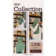 >ANAEMMA SHAWL RAZKAN ♡ pashmina non instan jumbo syari ♡ jilbab khimar pashmina non instan set niqo