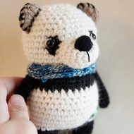 毛線娃娃 手作玩偶 羊毛氈 圍巾寵物黑白熊貓