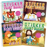 4Pcs Bible Paint by Sticker Books Sticker by Number Books Activity Book Stickers Puzzle Book Christi