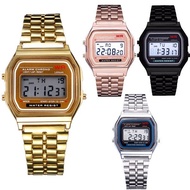 Brand Jam Tangan Perempuan Unisex Gold Silver Steel LED Digital Watches Man Women Waterproof Sport Watch Casio Calendar Ladies Watch