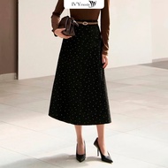 IVY moda MS 31H0015 Jacquard polka dot flared skirt