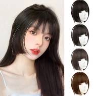 Natural Princess Clip-on Thick Bangs Sideburns Wig Hime Cut Fake Bang Piece Girl Women Cosplay Hair 