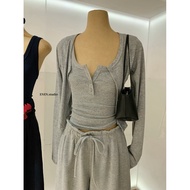 Set of 3 Women'sPiece 【EN.EN】 W10785 Long-sleeved tank top and wide-leg pants, youthful waist-huggin