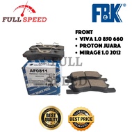 ORIGINAL FBK Viva 1.0 850 660 Proton juara mitsubishi Mirage 1.0 2012 Front Disc Brake Pad AF0811 Pe