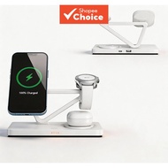 TIMESS 5‑In‑1 Wireless Charging Station, 15W Fast Auto‑Alignment Magnetic Charger Stand for Phone 17