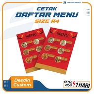 Print List of Menu Drinks,/ Business Food, Cafe/, Custom Design, A4 Size,/ A3+Lamination