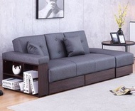 找得 - 梳化床日式布藝可折疊帶茶機客廳小戶型梳化sofa bed 3008(深灰色布藝海棉）