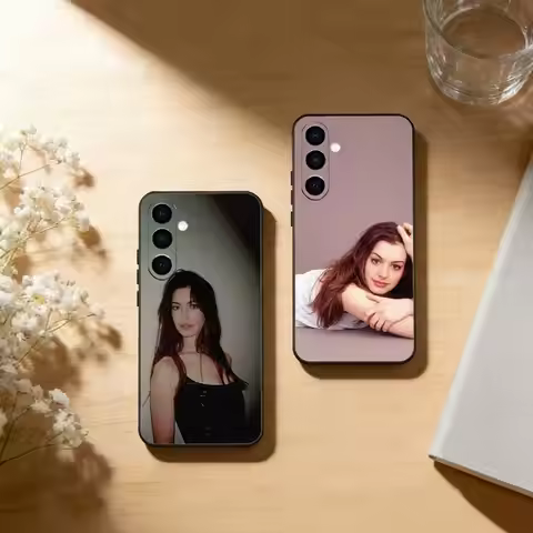 Anne Hathaway Phone Case Black Silicone Soft For Samsung Galaxy A73,A72,A71,A70,A53,A52,A51