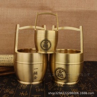2B8Ready stock Brass One Bucket Gold Ornaments Tank Jinjinbao Large Bucket Desk Living Room Desktop 